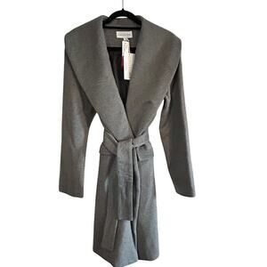 PORTER GREY NWT $995 Women's 100% Wool Soft Gray Belted Coat Size 8